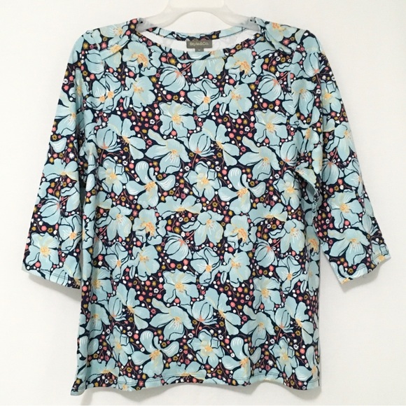 Style & Co. Womens 2X Blooming Blue Floral Printed 3/4-Sleeve Prima Cotton Top - Picture 11 of 12